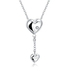 Wholesale Top Selling Simple Vogue Jewelry Romantic Gift Double Heart Pendant Necklace Jewelry